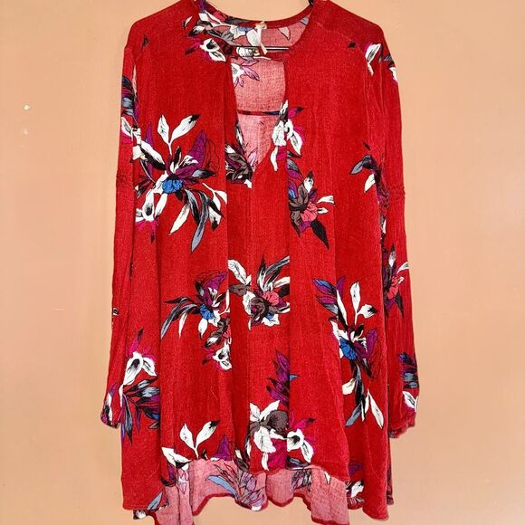 Free People Women's People Tree Swing Tunic - Red Floral - S - Picture 5 of 9